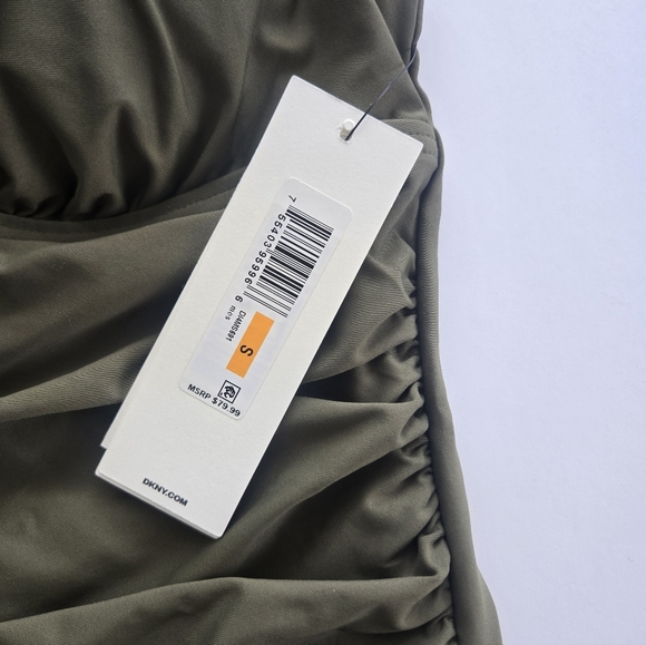 NWT DKNY Ruffled Plunge Tummy-Control One-Piece Swimsuit - Small - Picture 2 of 4